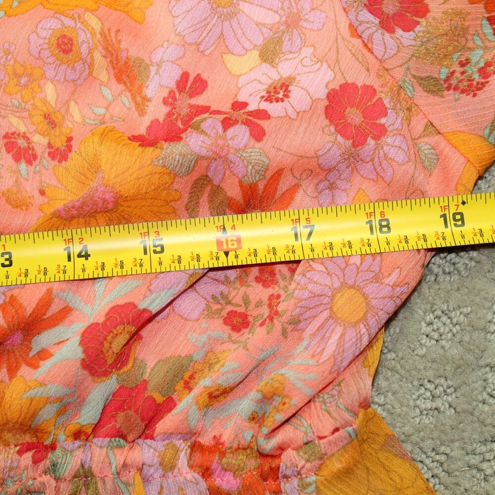 Wild Fable Women's XXL Sheer Peach Floral Cropped Top / Shrug - Picture 5 of 6